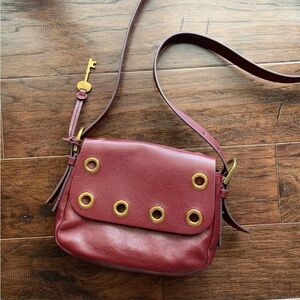 fossil harper small leather crossbody bag purse maroon